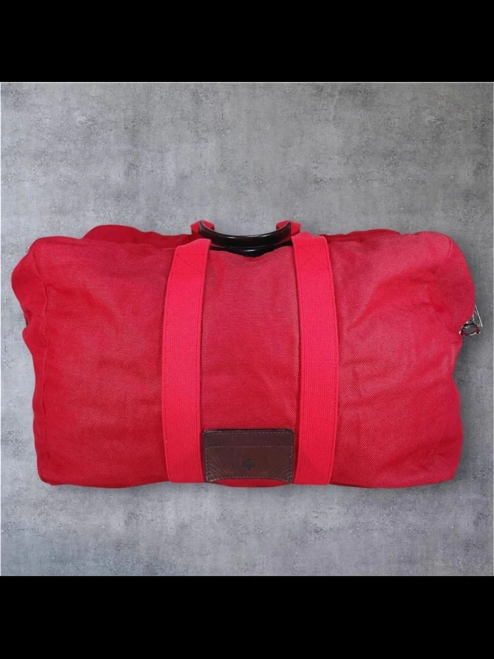 Mulberry Red Canvas Duffel Bag
